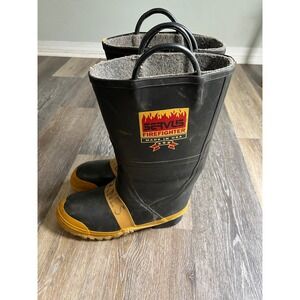 Servus Firefighter Boots Mens 10‎ Wide Black Good Rubber Waterproof Made in USA